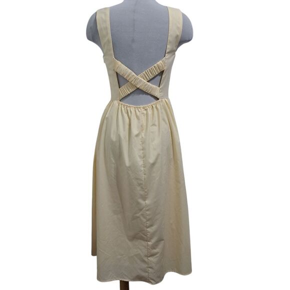 Rihoas Square Neck Criss Cross Back Sleeveless Midi Dress Light Yellow Small NWT - Picture 4 of 14
